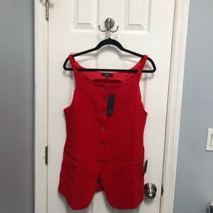 Lulu’s button down sleeveless tank top vest knit size xl Red Tags